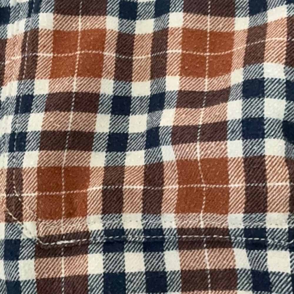 Outdoor Life Plaid Flannel Shirt Brown Blue White Long Sleeve Button Up Large - Picture 3 of 5